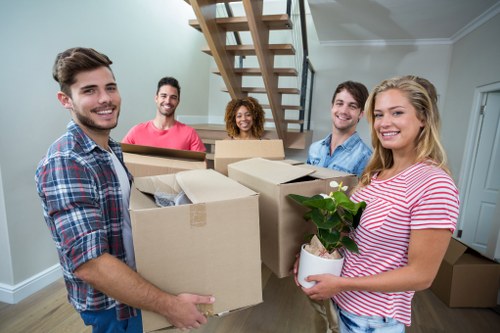 Office relocation planning in Bloomsbury with moving team and office furniture