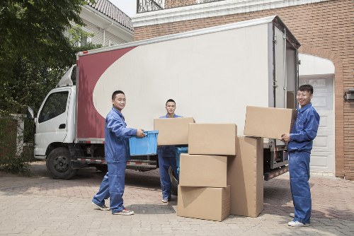 Man with van loading boxes in Bloomsbury street