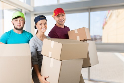Final placement of furniture with careful handling and safety focus