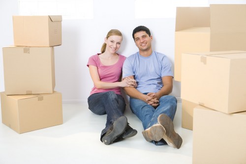 Packed boxes and furniture ready for a Bloomsbury home move