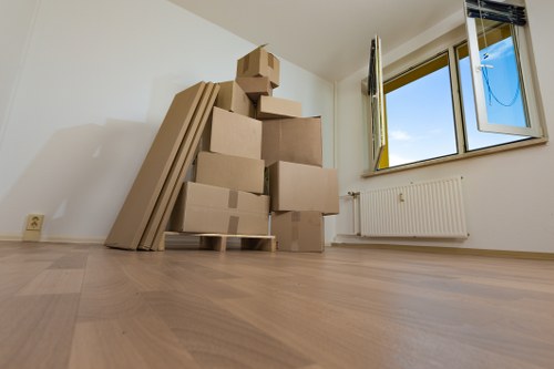 Office relocation setup in Bloomsbury with desks, IT equipment, and coordinated loading