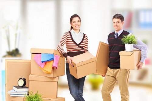 Professional movers packing household items for a Bloomsbury relocation