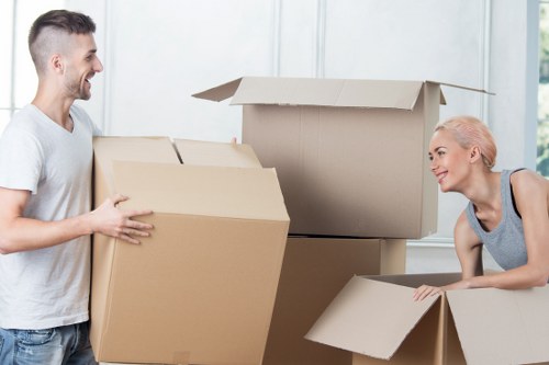 Securely packed household items inside a removal van