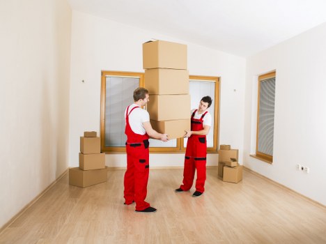 Packed boxes and furniture ready for Bloomsbury relocation