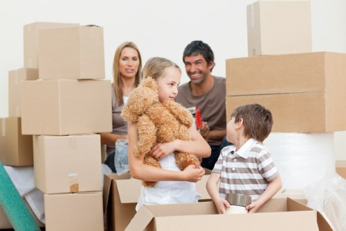 Boxes and furniture prepared for urgent removals in central London