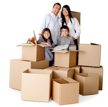 Carefully packed boxes and wrapped household items ready for flat removals